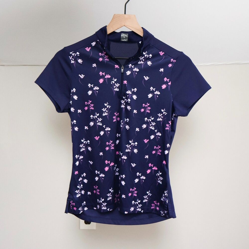 Callaway blue floral golf polo shirt women Small